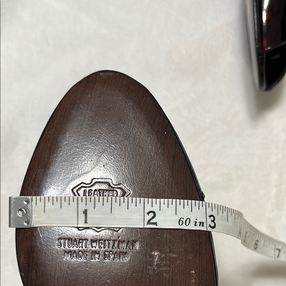 Stuart Weitzman Women's Dark Brown Peep Toe Heels - Picture 9 of 10